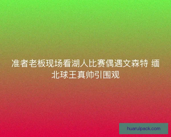 准者老板现场看湖人比赛偶遇文森特 缅北球王真帅引围观